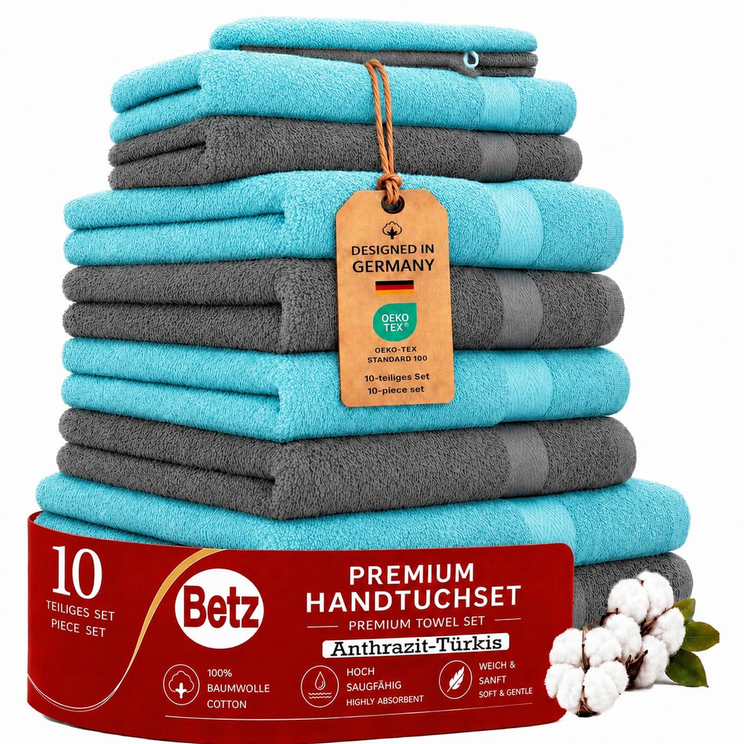Betz Premium 10er Handtuch-Set - 2X Duschtücher - 4X Handtücher - 2X Gästetücher - 2X Waschhandschuh