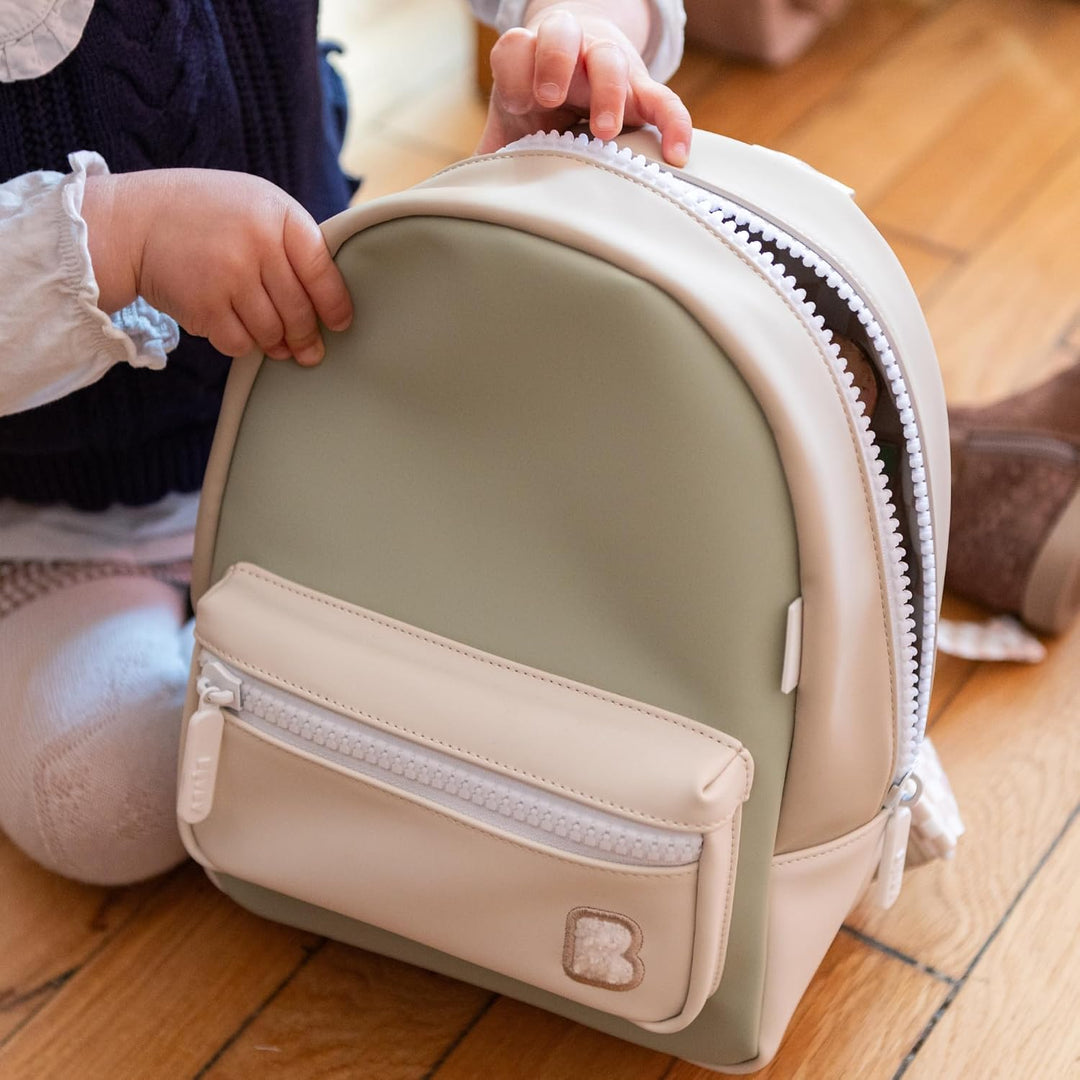 BEABA, Kindergarten-Rucksack Faro, Kinder-Tagesrucksack, 2 Fächer, Namensetikett, Gummi-Effekt, gros