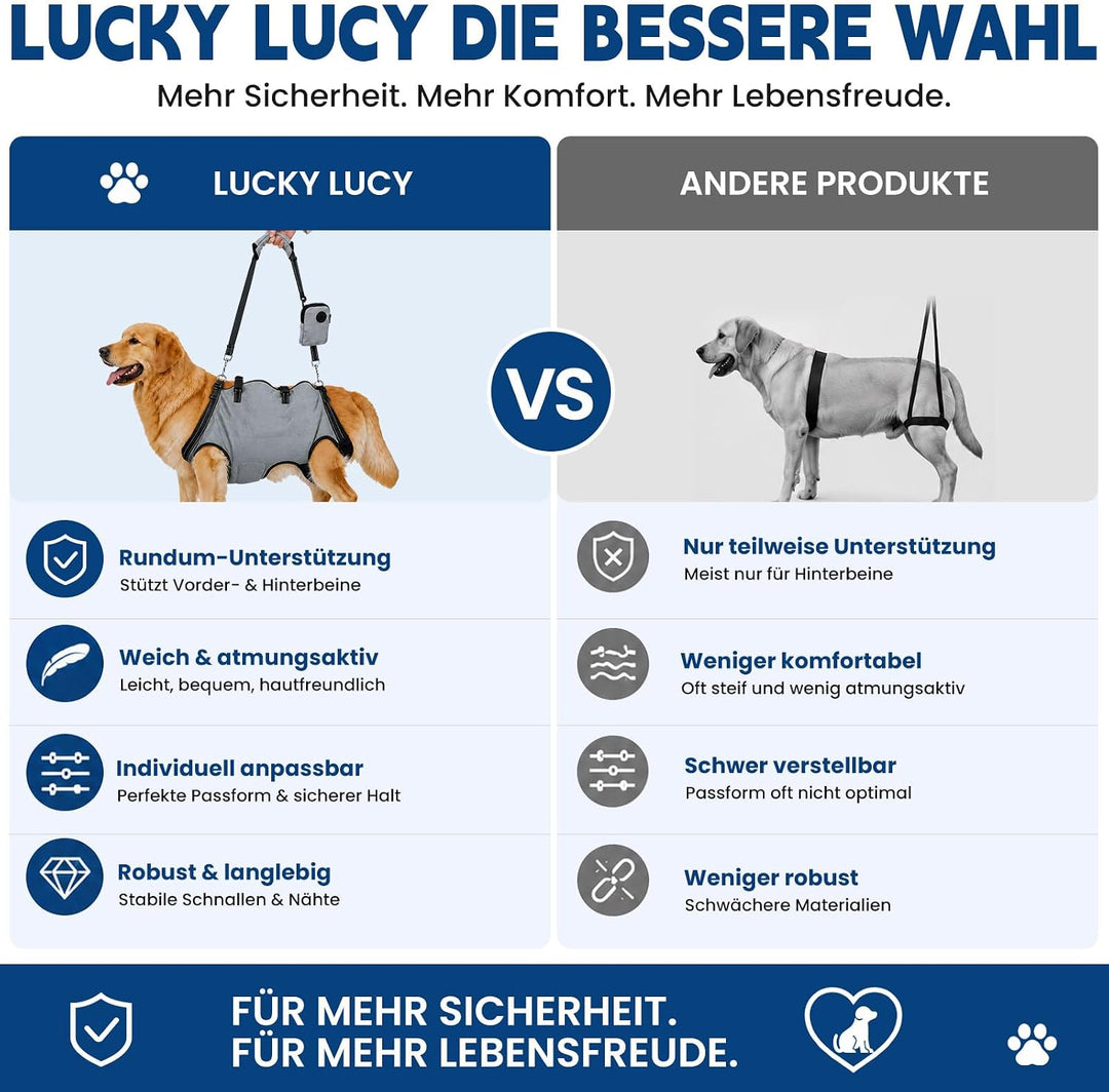 Hundetragehilfe mit Griff – Verstellbares Hundegeschirr für Vorder- &amp; Hinterbeine, Mobilitätsunterst