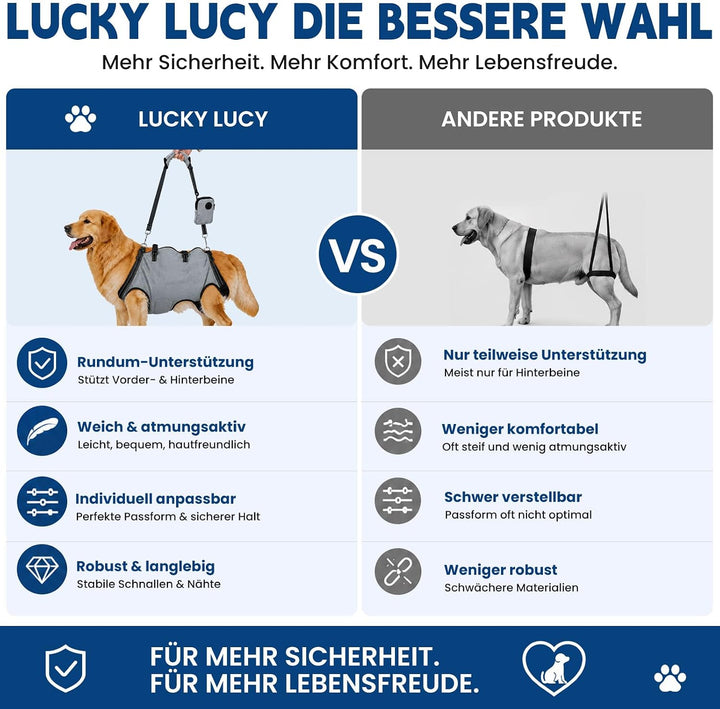 Hundetragehilfe mit Griff – Verstellbares Hundegeschirr für Vorder- &amp; Hinterbeine, Mobilitätsunterst