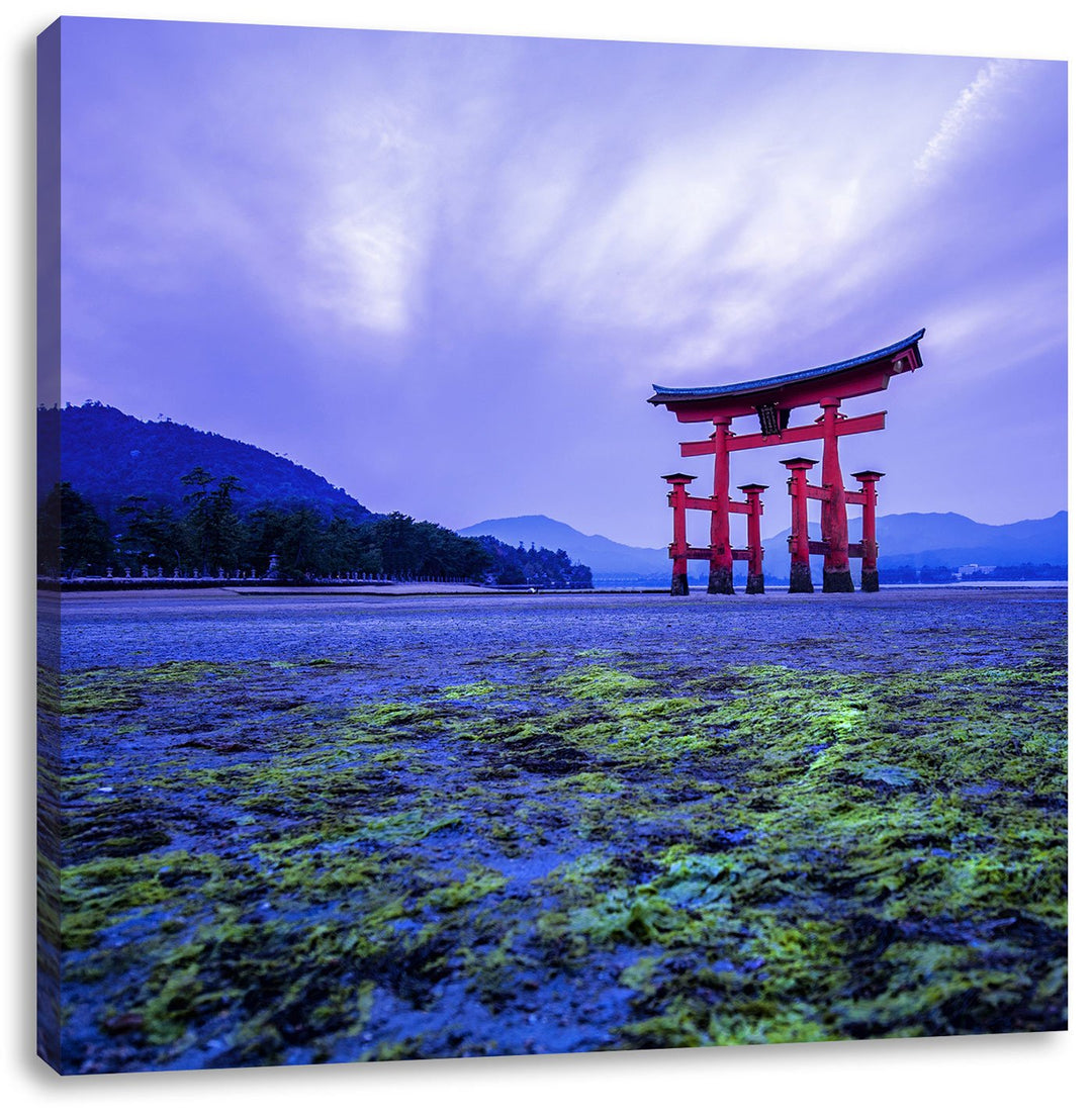 Torii in Hiroshima Japan, Format: 70x70 auf Leinwand, XXL riesige Bilder fertig gerahmt mit Keilrahm