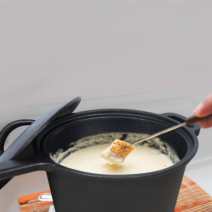 Dutch Oven Set 12-teilig in Holzkiste BBQ Feuertopf mit Füssen und Deckel, Gusseisen Topf Schmortopf