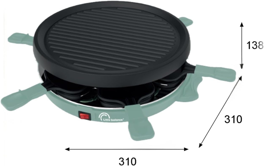 LITTLE BALANCE 8948 Cheese &amp; Fun, Raclette Grill, 2-in-1, für bis zu 6 Personen, PFAS-frei, 800 W, T