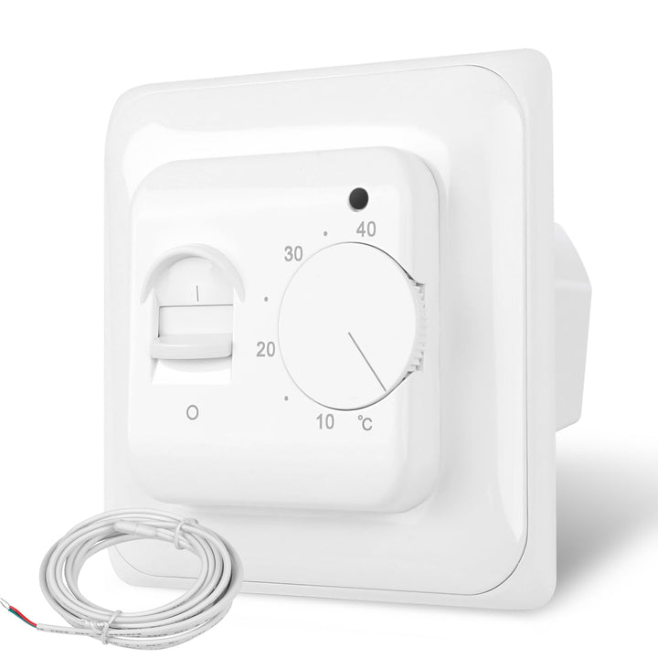 CNBINGO Drehknopf Digitaler Raumthermostat Unterputz mit Fühler, Geeignet für alle Arten von elektri
