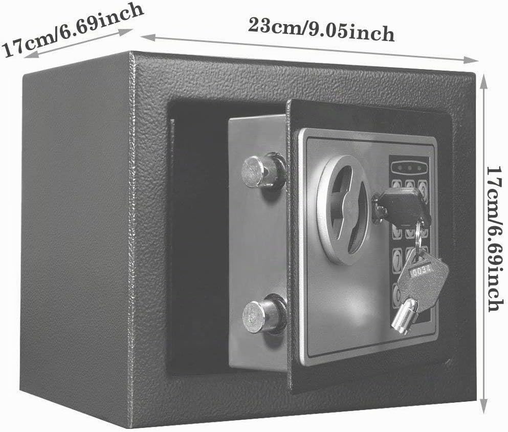 Elektronischer Tresor für Zuhause, Tresor Klein 4.6L Digital Safe Tresor mit Schlüssel und Passwort,