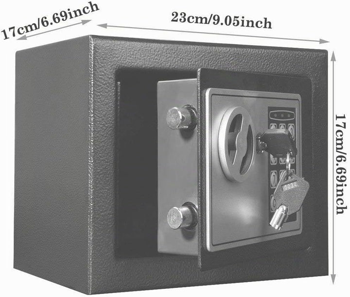 Elektronischer Tresor für Zuhause, Tresor Klein 4.6L Digital Safe Tresor mit Schlüssel und Passwort,