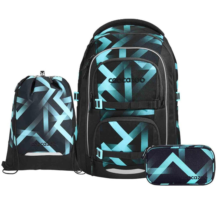 Coocazoo Porter Schulrucksack Set 3tlg. inkl. Sportbeutel (Laser Lights), Laser Lights