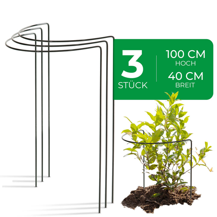 Novatool 3 Strauchstütze 100 cm hoch halbrund 40 cm grün Staudenhalter Blumenhalter Rankengewächs Pf