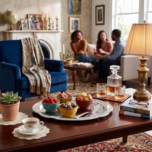 Zerodis Desserttablett, Vintage-Servierplatte aus Metall Im Hofstil mit Gravur, Dekorative Servierpl