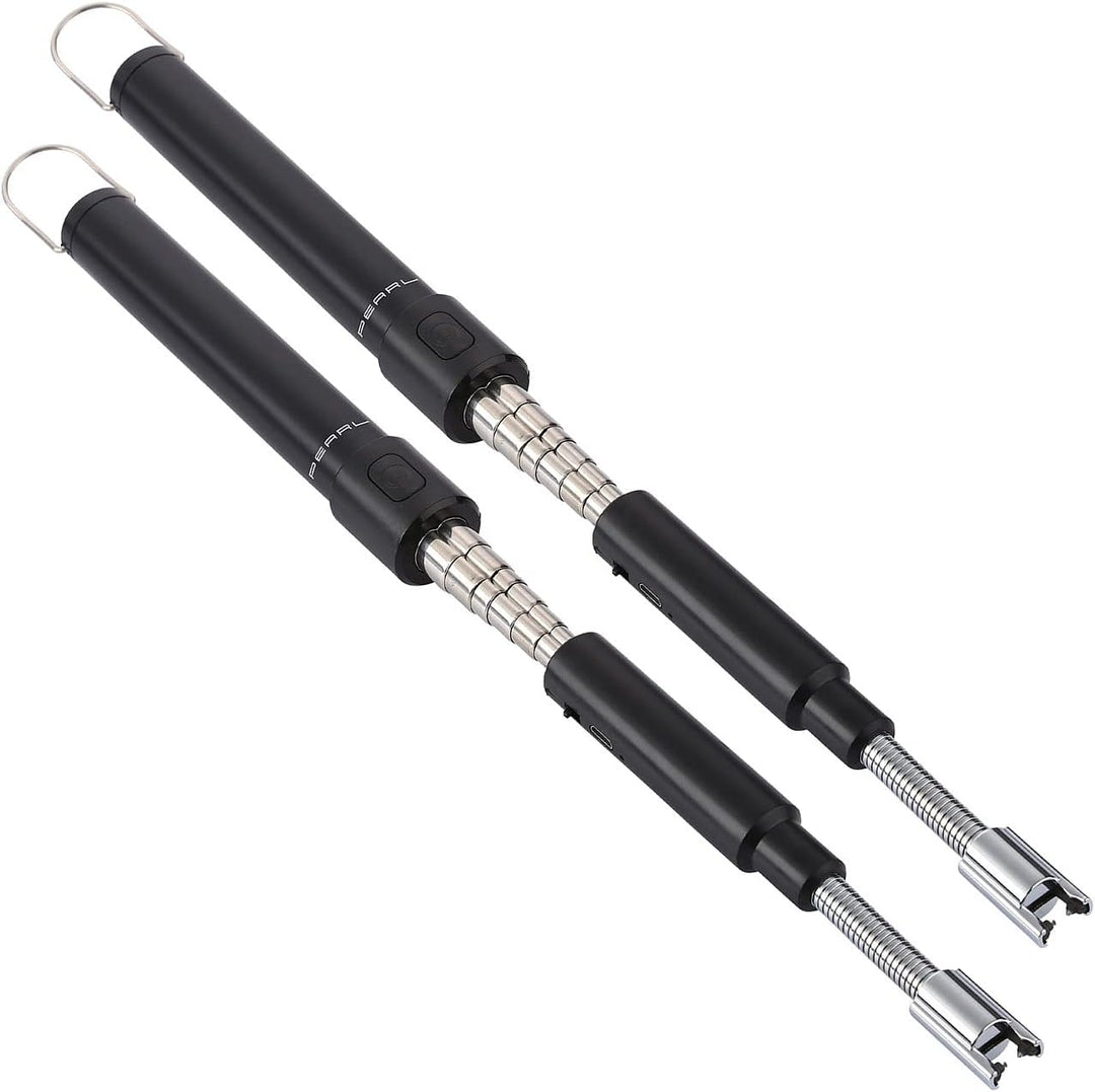PEARL Zigarettenanzünder: 2er-Set ausziehbare Teleskop-Akku-Feuerzeuge, USB-Ladefunktion, 80 cm (Lic