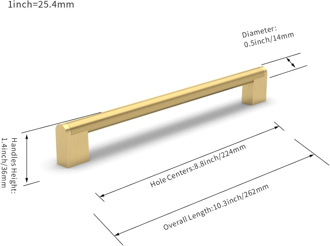 FURNIWARE 10 Stück Möbelgriffe, 224mm Bohrlochabstand Edelstahl Möbelgriffe Schrankgriffe Küche Kabi
