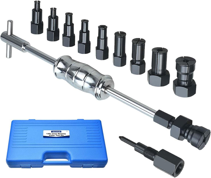 13 TLG 8-32 mm Sackloch-Innenlager-Abzieher-Set mit Gleithammer und erweiterbaren Spannzangen für Au