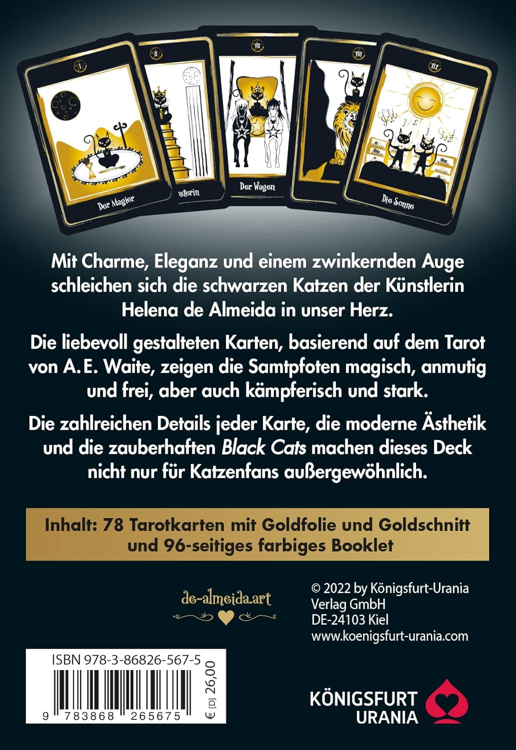 Golden Black Cat Tarot - Hochwertige Stülpdeckelschachtel mit Goldfolie: 78 Karten mit Golddruck und