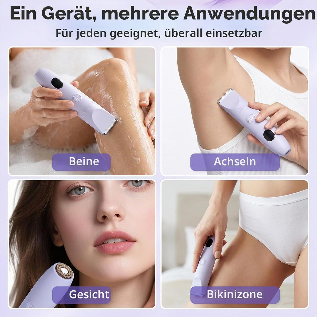 Carehabi Rasierer Damen 3-in-1 Intimrasierer für Frauen Elektrischer Rasierer Damen IPX7 Wasserdicht