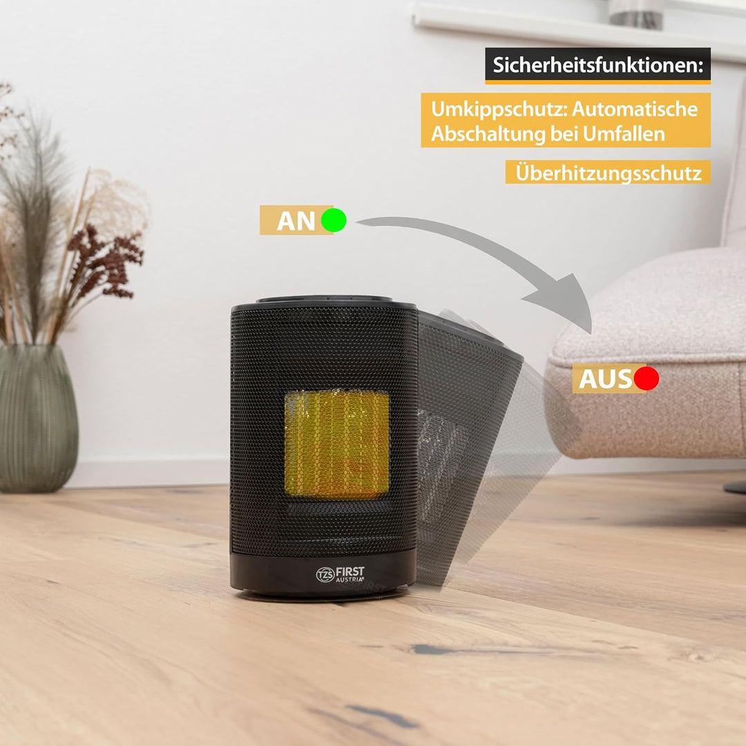 TZS First Austria Heizlüfter energiesparend | Kleiner & leiser Heizstrahler mit Keramik Heizelement