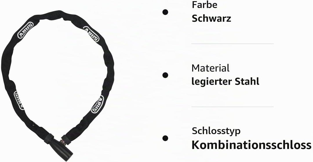 ABUS Kettenschloss Steel-O-Chain 5805K – Fahrradschloss aus Stahl – ABUS-Sicherheitslevel 5 Schwarz