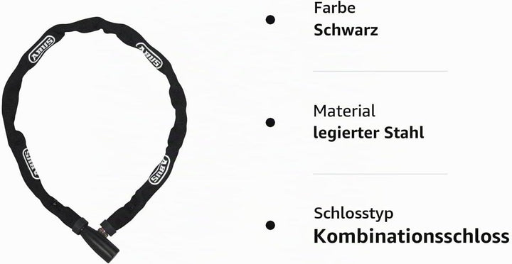 ABUS Kettenschloss Steel-O-Chain 5805K – Fahrradschloss aus Stahl – ABUS-Sicherheitslevel 5 Schwarz