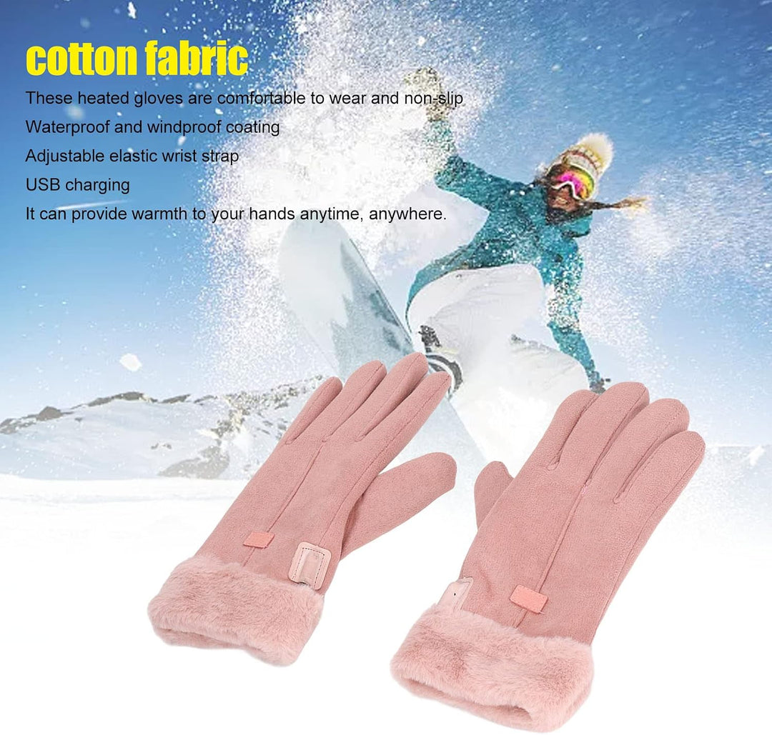 Alomejor Elektrische Heizhandschuhe Vollfinger USB-Beheizt Winter Outdoor Radfahren f¨¹r Frauen Warm