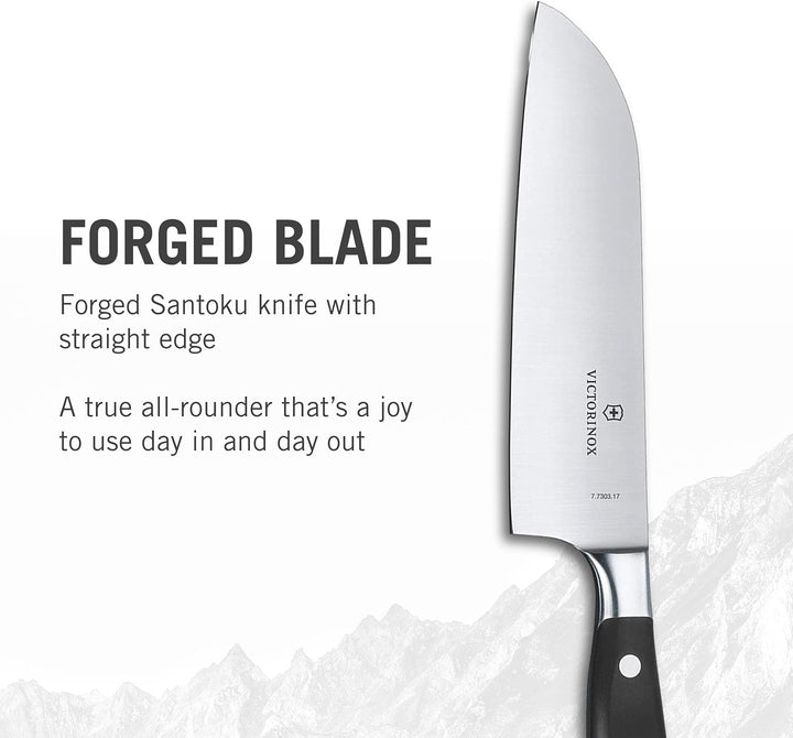 Victorinox, Grand Maître, Profi Santokumesser, Extra Scharfe Klinge, gerader Schliff, 17 cm, Robuste