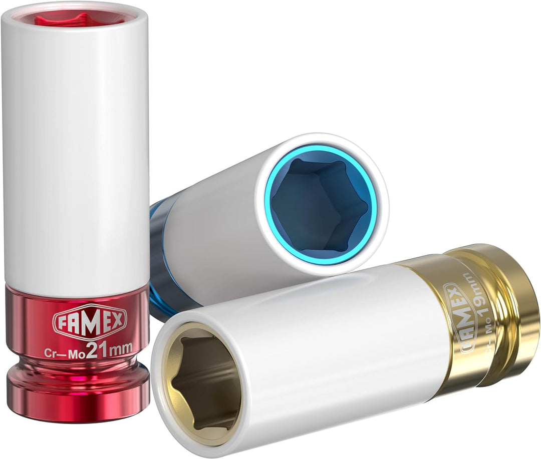 FAMEX 10886-3N-KS Drehmomentschlüssel 1/2" (12,5mm) | 30-210 Nm mit Kalibrierschein - Sparset mit Sc