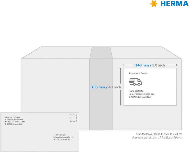 HERMA 8691 Versandetiketten, 400 Blatt, 148 x 105 mm, 2 Stück pro A5 Bogen, 800 Aufkleber, selbstkle