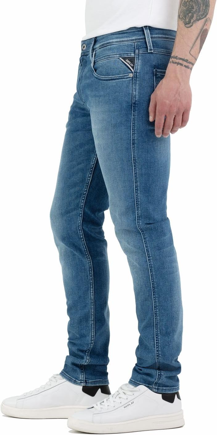 Replay Herren Jeans Anbass Slim-Fit mit Comfort Stretch 27W / 30L Medium Blue 009, 27W / 30L Medium
