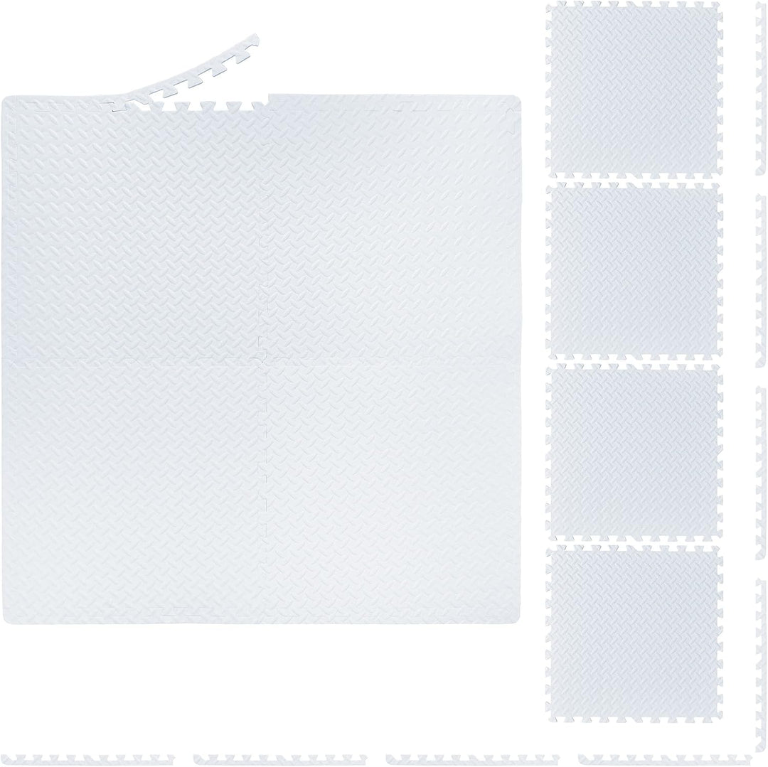 24 x Bodenschutzmatte, 60x60 cm, Schutzmatten mit Rand, Eva, 9m² Gesamtfläche, Unterlegmatte für Fit