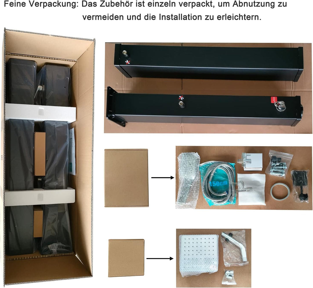 Elbe Solardusche 40L Solar Gartendusche mit Handbrause Wanneneinlauf und Regenduschkopf, Wassertempe
