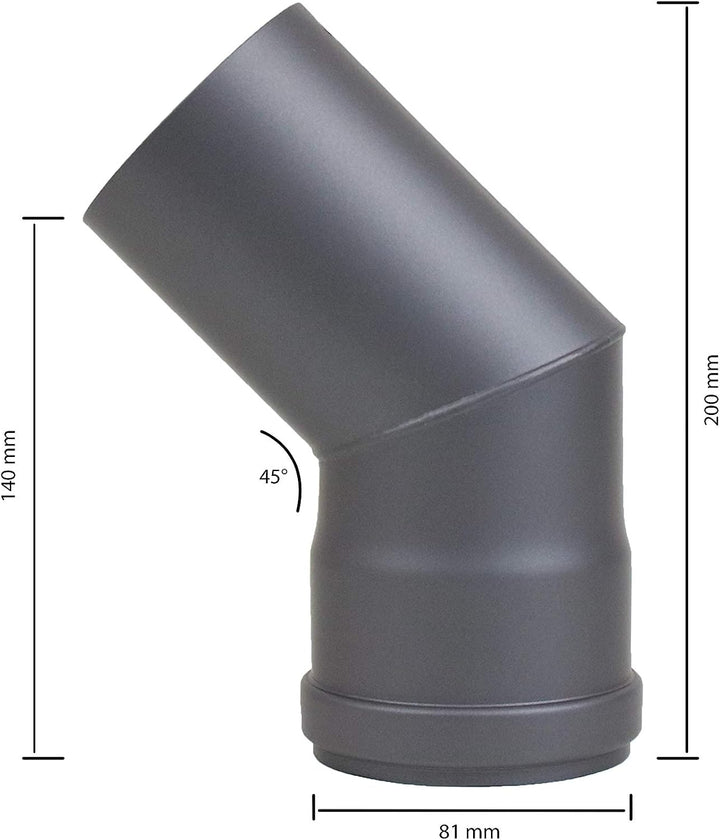 LANZZAS Pelletrohr Bogen 45° - Durchmesser 80 mm - Farbe: gussgrau - inklusive Silikon-Dichtring | P