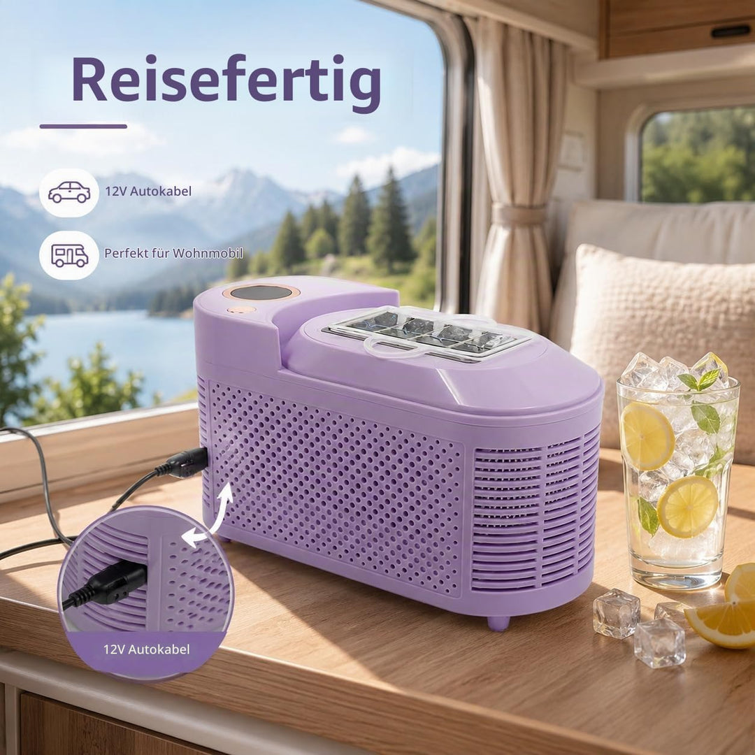 Eiswürfelbereiter Mini kompakte Eiswürfelmaschine mit Clip &amp; Autostromkabel für Wohnmobil, Eiswürfel