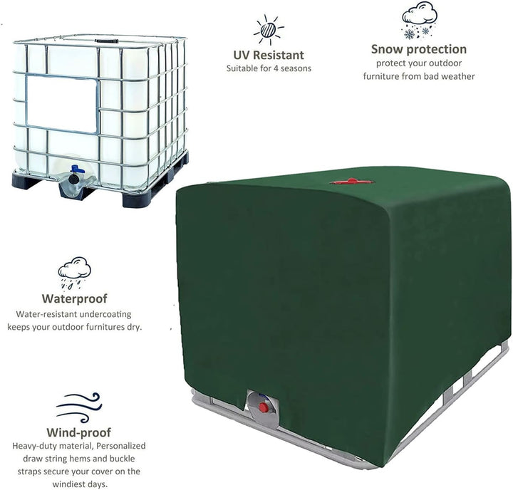 2 Stücke IBC Tank Abdeckung, IBC Grün Container Cover, Grün Abdeckplane für Wassertank 1000L, Abdeck