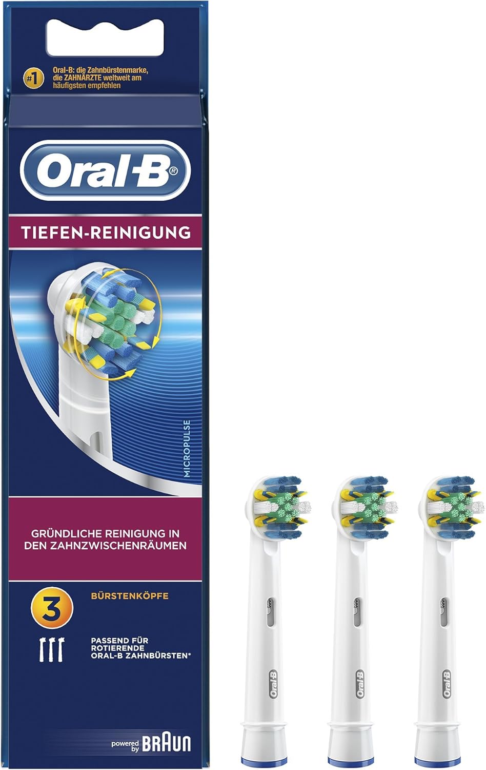 Oral-B Tiefenreinigung Aufsteckbürsten, 3 Stück Weiss 3 stück (1er Pack), Weiss 3 stück (1er Pack)