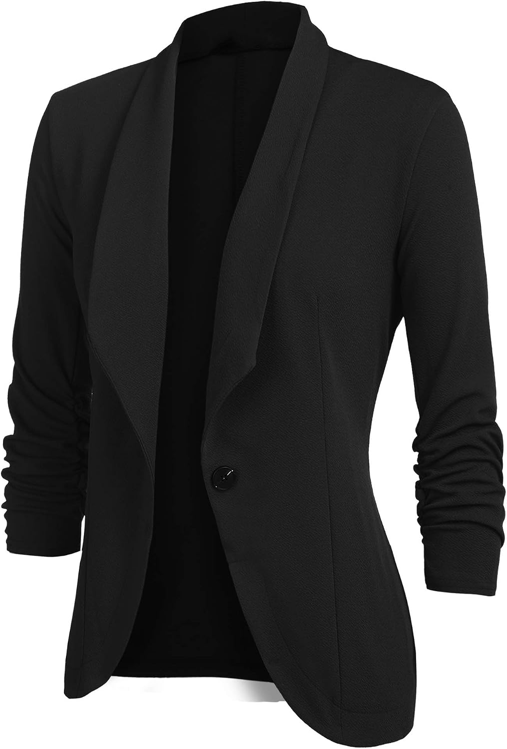 Zeagoo Damen Blazer Elegant 3/4 Arm Business Longblazer Slim Fit Revers Sakko Casual für Arbeit Anzu