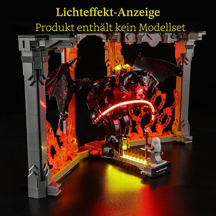 GEAMENT LED Licht-Set Kompatibel mit Lego Der Herr der Ringe Balrog Bücherstütze Icons 10367 Baustei
