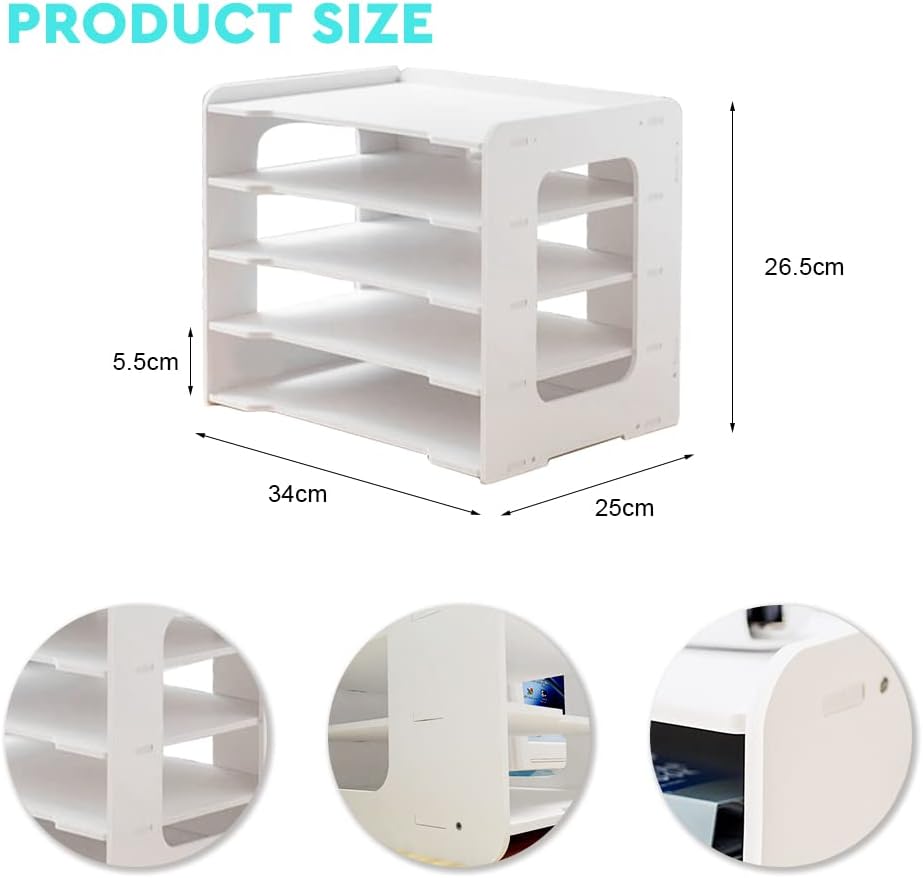 Umllpet A4 Schreibtisch-Organizer, 5-Tier Briefablage Stapelbar Dokumentenablage A4 Papier Briefabla