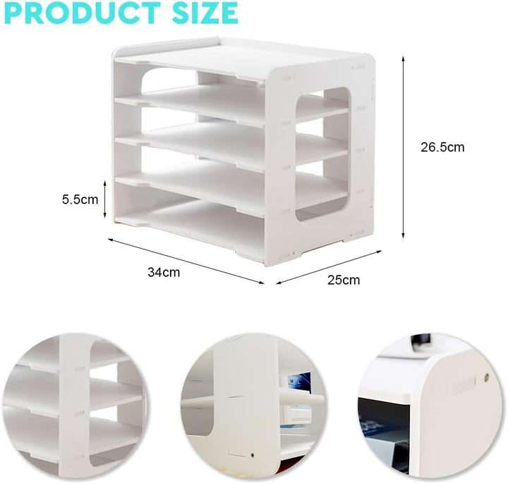 Umllpet A4 Schreibtisch-Organizer, 5-Tier Briefablage Stapelbar Dokumentenablage A4 Papier Briefabla