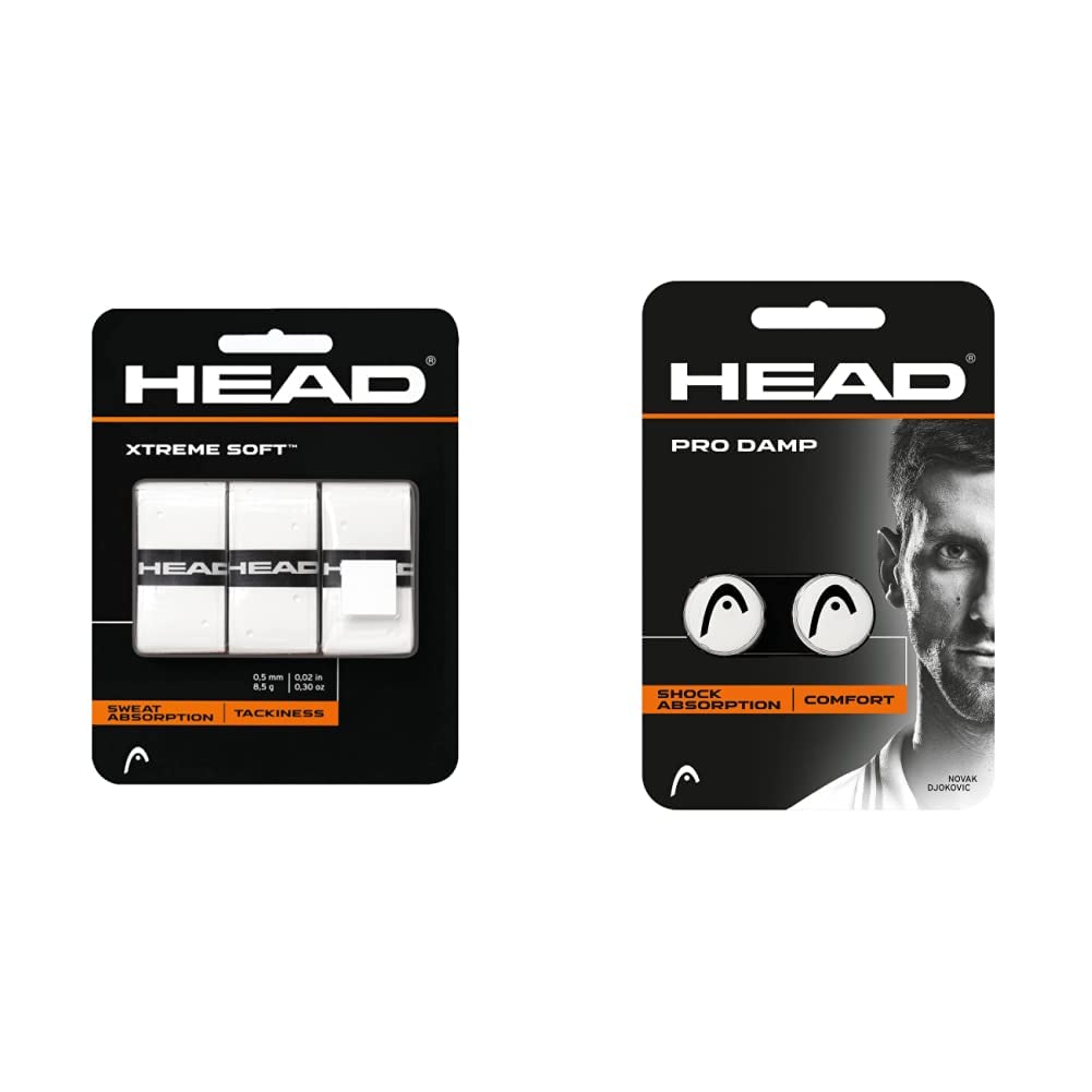 Head Unisex-Erwachsene Xtremesoft Griffband, weiss, Einheitsgrösse & Schlägerzubehör Pro Damp 2er Te