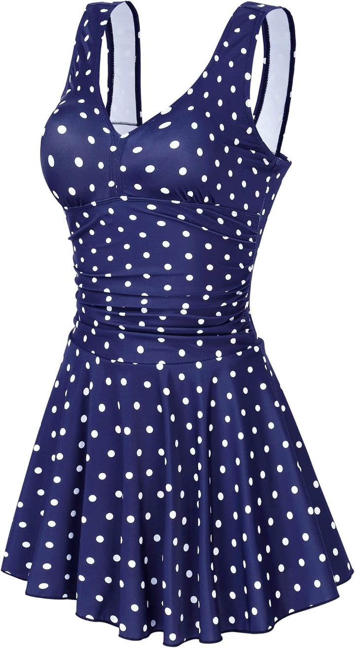 Clearlove Damen Badeanzug Einteiler Schwimmanzug Rüschen Retro Strandmode Einfarbig Bademode Bikini（