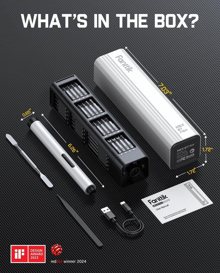 Fanttik E1 MAX Mini Elektro Schraubendreher Set, 50 in 1 Magnetische Präzisions- Kit, 2 Gänge Drehmo