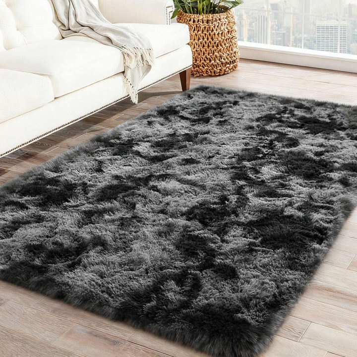 Bibykivn Teppich Wohnzimmer Hochflor Teppiche Waschbarer, 120x200cm Moderner Langflor Teppiche Anti-
