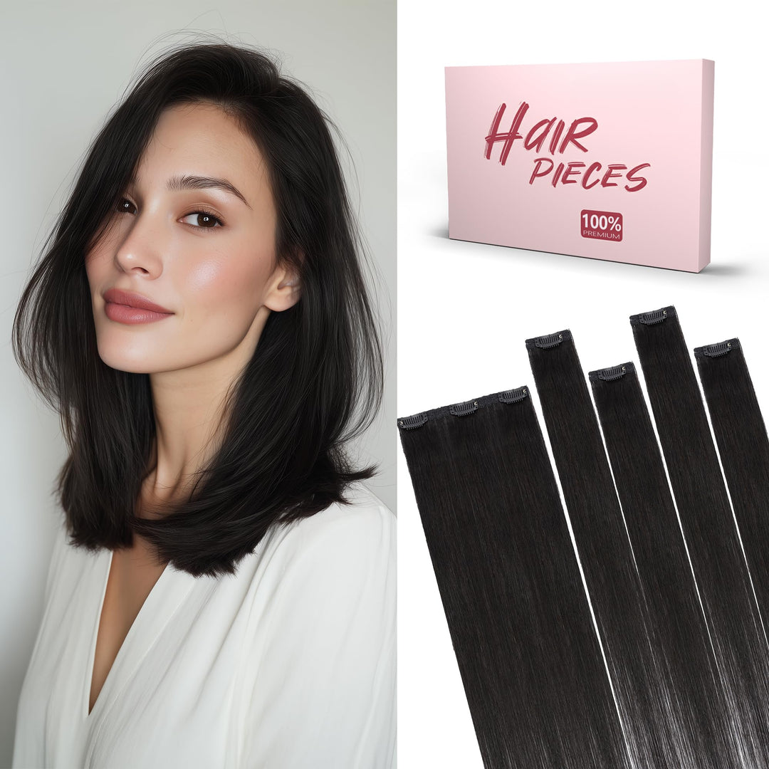 SEGO Clip in Extensions Echthaar 5 Pcs 7 Clips Haarverlängerung Remy Echthaar Extensions Clip Hair E
