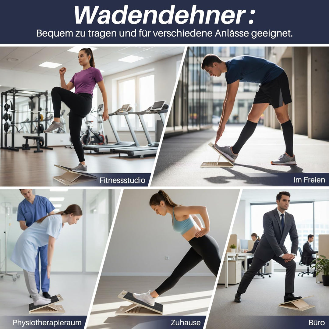 Holz Wadendehner Schrägbrett, Verstellbar Slant Board mit 5 Winkeln & Griff, Rutschfestes Wadendehne