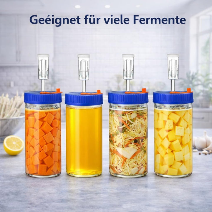 Fermentierglas 1,5L Fermentierset aus Borosilikatglas mit Gewicht für Sauerkraut, Hot Sauce, Met, Ci