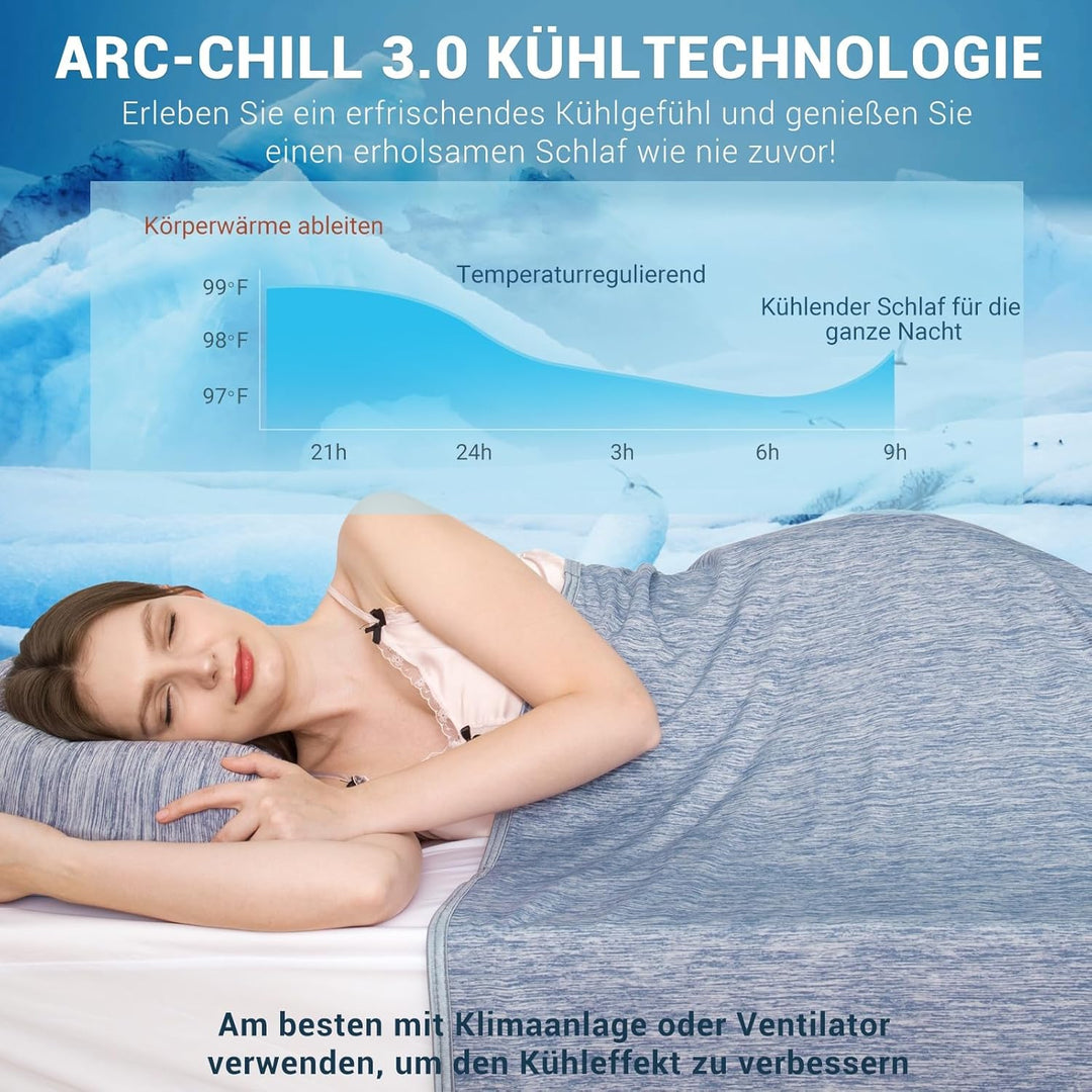 Elegear Kühldecke leichte Sommerdecke, Körper kühl halten, Arc-Chill 3.0 Kühlfasern Q-Max>0,5 Selbst