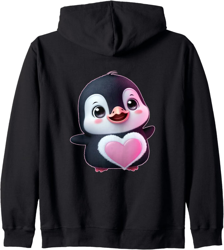 Pinguin - süsser Pinguin mit Herz für Damen und Mädchen Kapuzenjacke