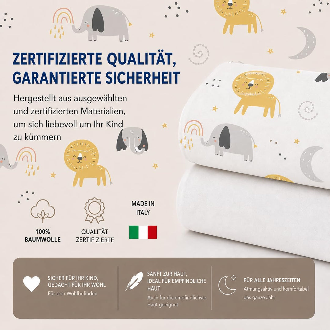 FlyIdeas 2 Spannbettlaken für Babybett Kinderbett 140x70 cm 100% Reine und Sanft Baumwolle Zertif |