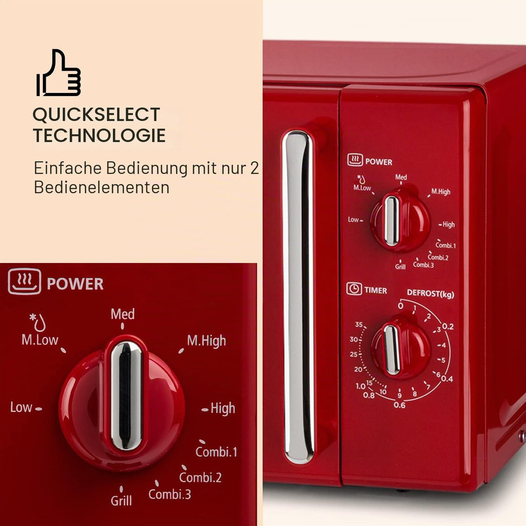Klarstein Caroline Mikrowelle - Mikrowellen-Grill-Kombigerät, 2-in-1 Mikrowelle Grillfunktion, 20 Li