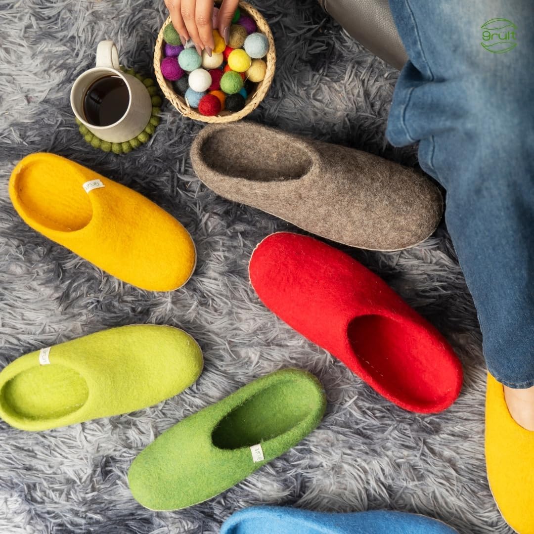 Filzpantoffeln aus Wolle, Hausschuhe für Damen &amp; Herren, Kuschelig &amp; Cozy, Premiumqualität, Rutschfe