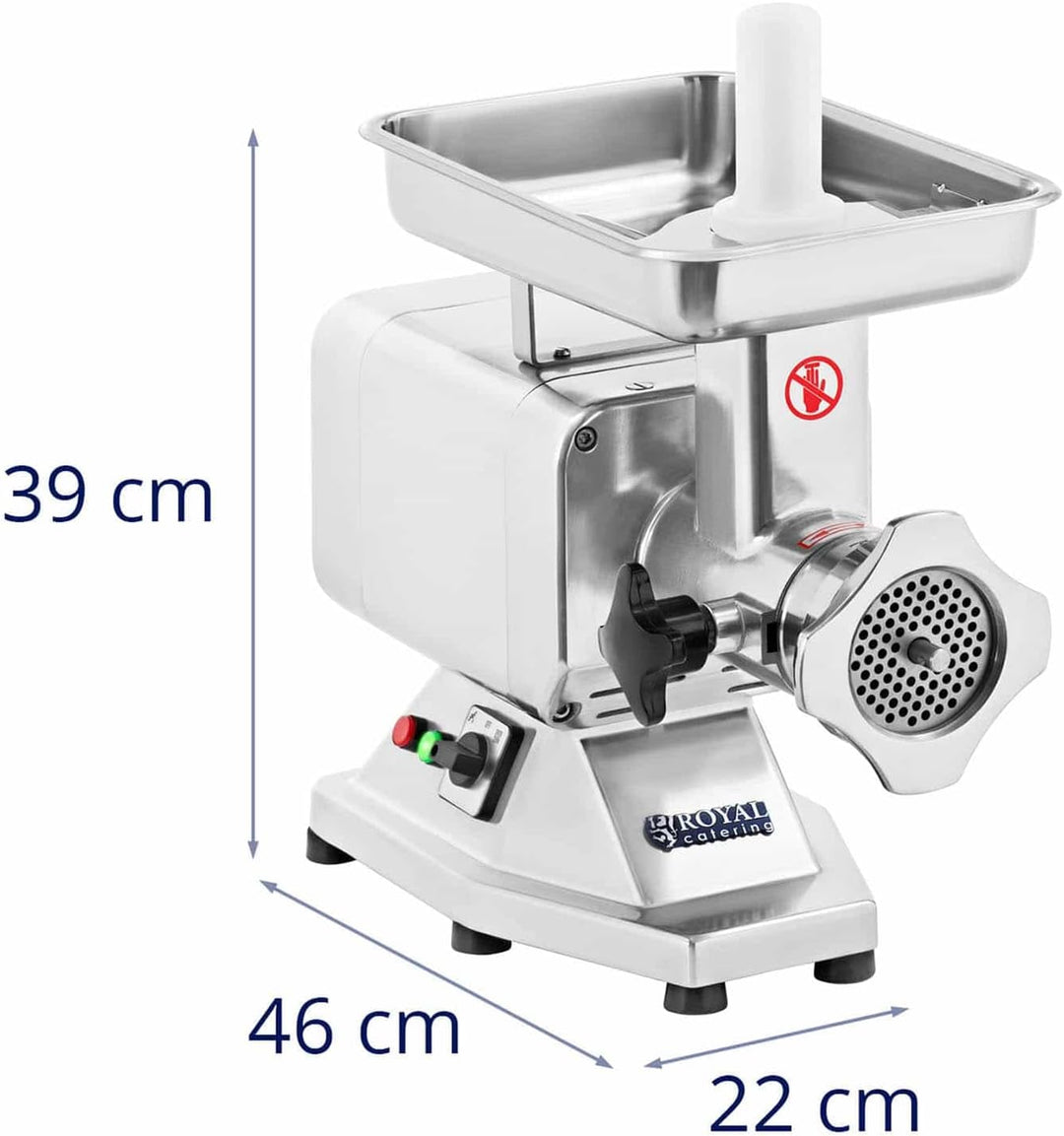Royal Catering RCFW-220PRO Fleischwolf Wurstmaschine Fleischmaschine (elektrisch, 220kg/h, 1100 W, 2