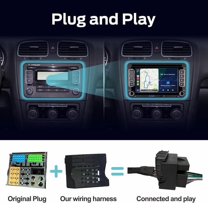 Autoradio Plug und Play Kompatibel für VW Golf 5 6 Passat Polo RCD330 mit kabelloses CarPlay Android